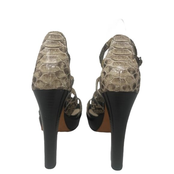 Alexandre Birman Snakeskin Animal Print Platform Open Toe Heels Size 7 Y2K - Picture 8 of 13